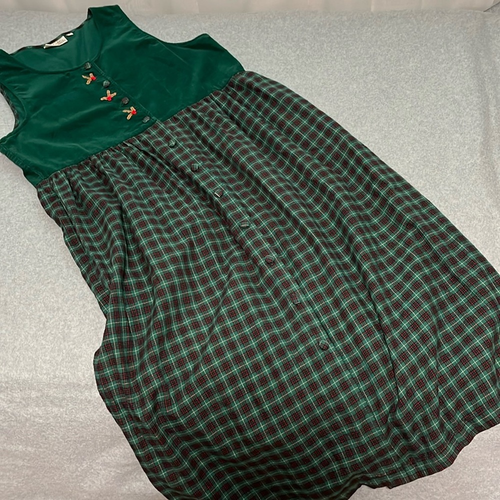 Vintage Midi Dress Size 12 Christmas Plaid Cottagecore Modest Corduroy Cabin